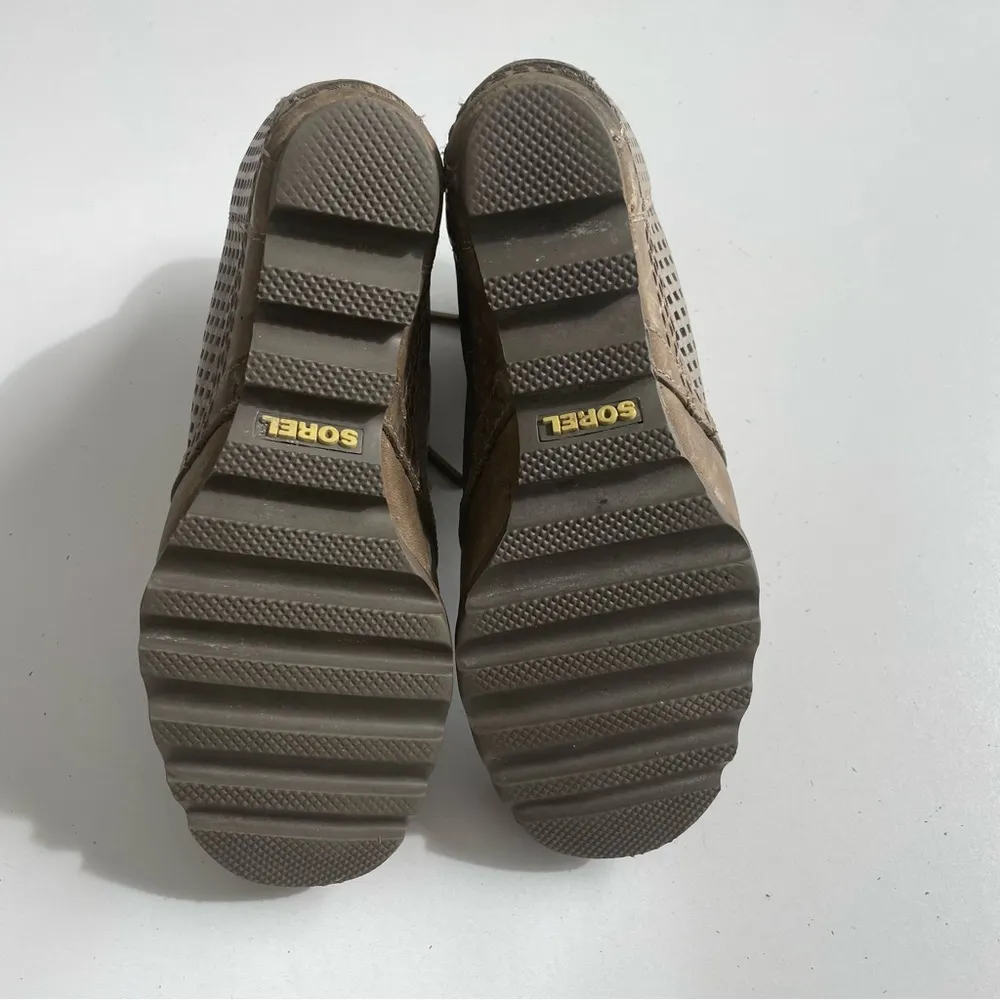 Sorel Booties Boots 1964 Premium Wedge Leather Perforated Lugged Sole Army Green - Image 14