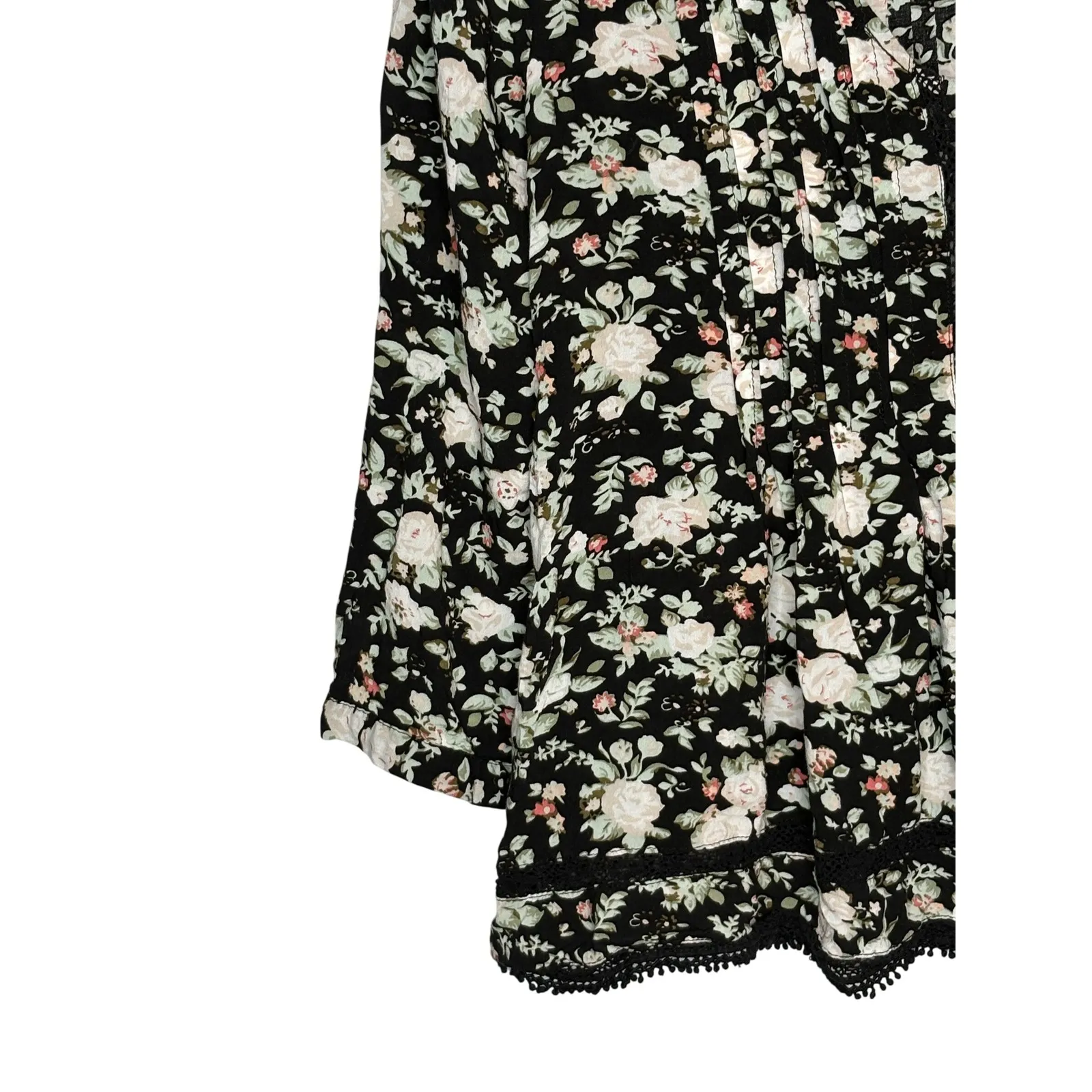 Anthropologie Maeve Celyn Floral Lace Trim Peasant Top Women Size 10 Black White - Image 6