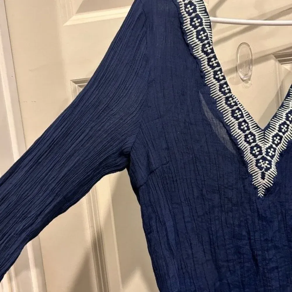 Kona‎ Sol Navy Tasel VNeck Swim Cover Up Size Large - Image 3