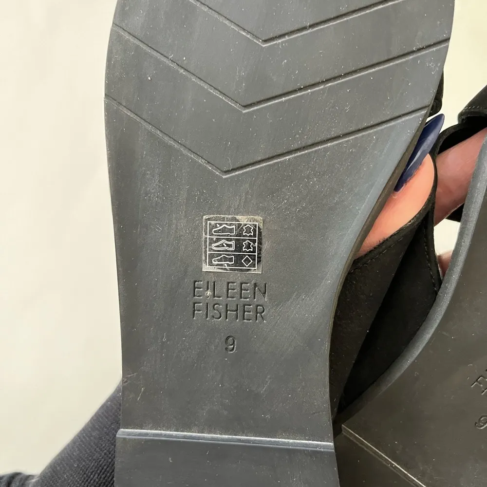 Eileen Fisher Cape Crossover Leather Suede Criss Cross Sandals Black Size 9 - Image 5