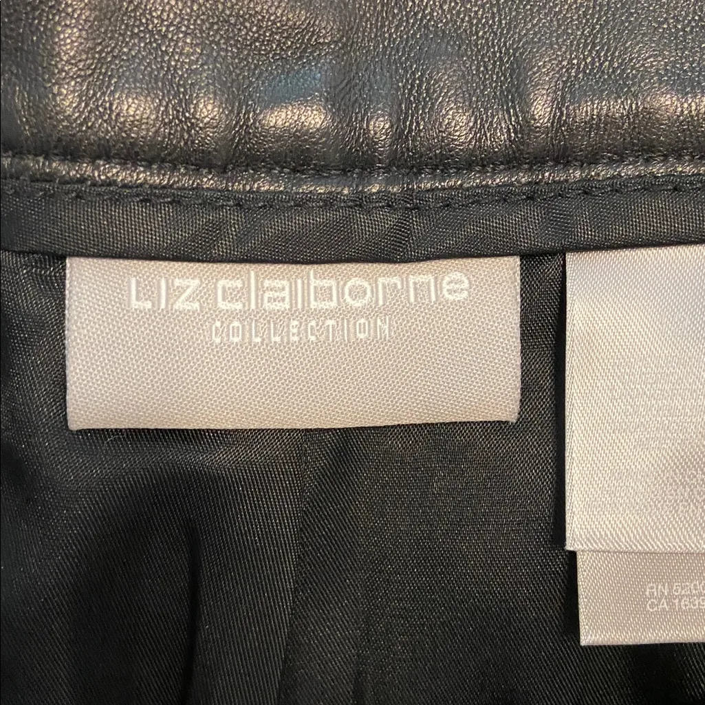 Liz Claiborne Dark Brown  Leather Dress Pants size 12 100% leather inseam 30” - Image 5