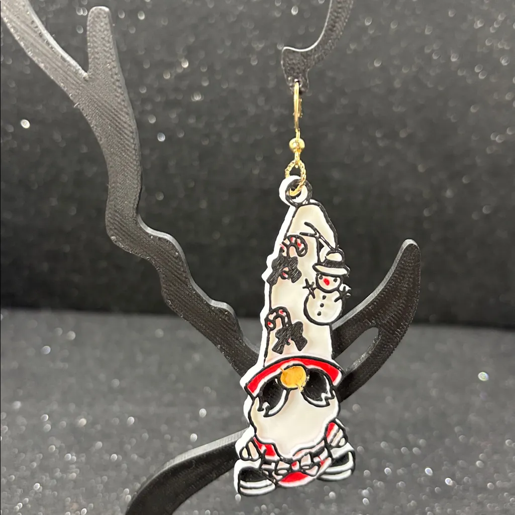 🎅 Snowman Gnome Christmas Earrings 🎄✨ Black - Image 2