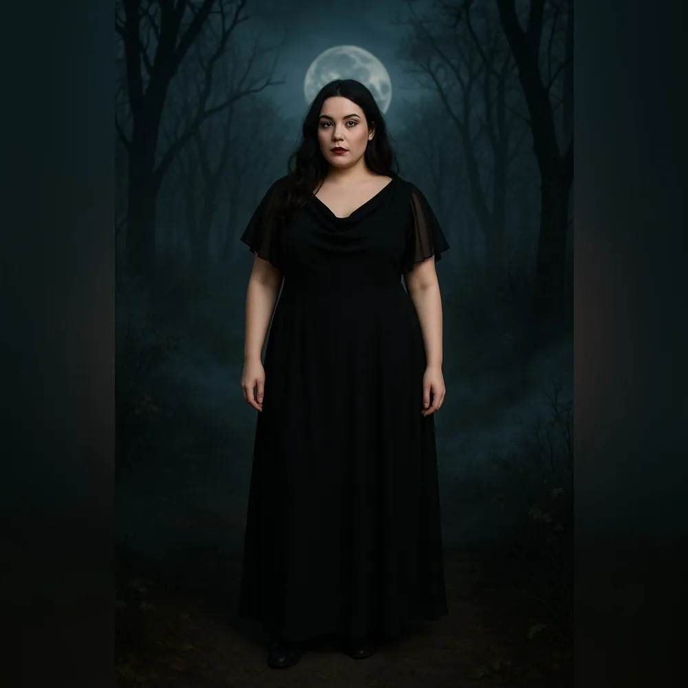 Vintage Virgo Black Lined Maxi Dress Size 14 - Image 2