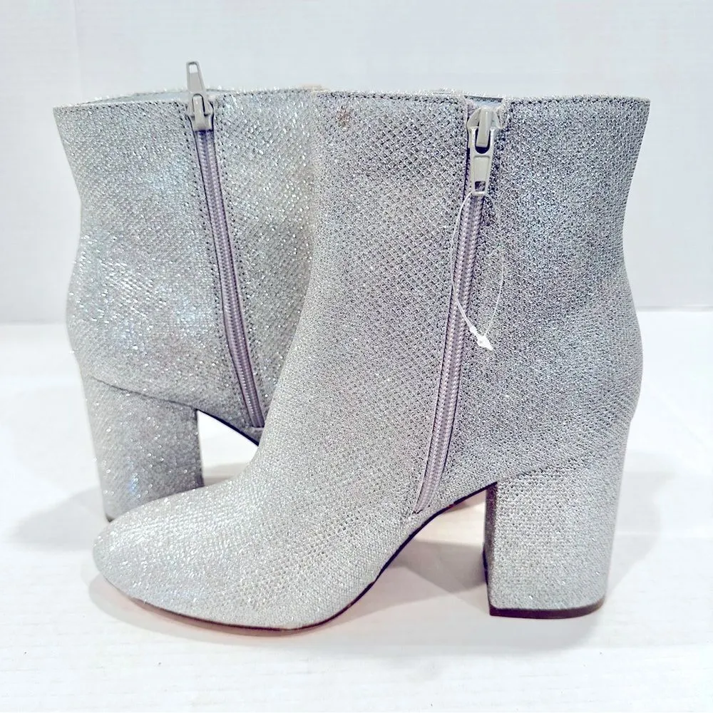 Madden Girl Glitter Fab Ankle Boots Women's 8.5 Silver Glam Dainty Festival Boho - Image 5