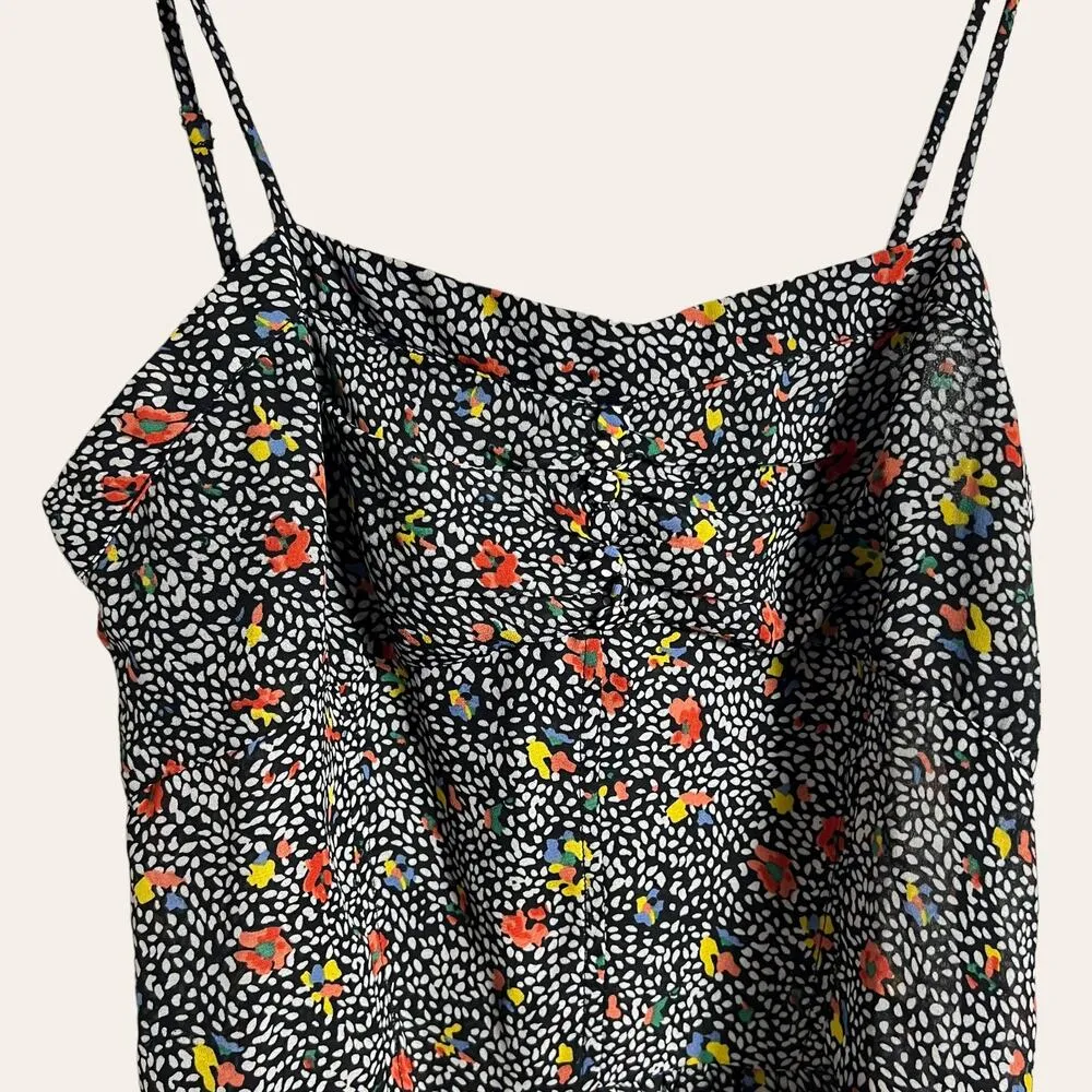 Greylin Black Ditsy Floral Speckled Peplum Camisole Top Size Small - Image 3
