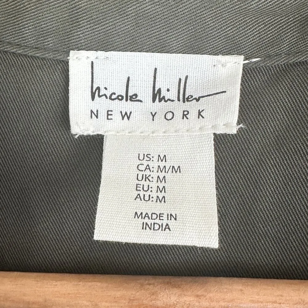 Nicole Miller Shirt Dress Womens M Olive Green Button Down Sleeveless Minimalist - Image 4