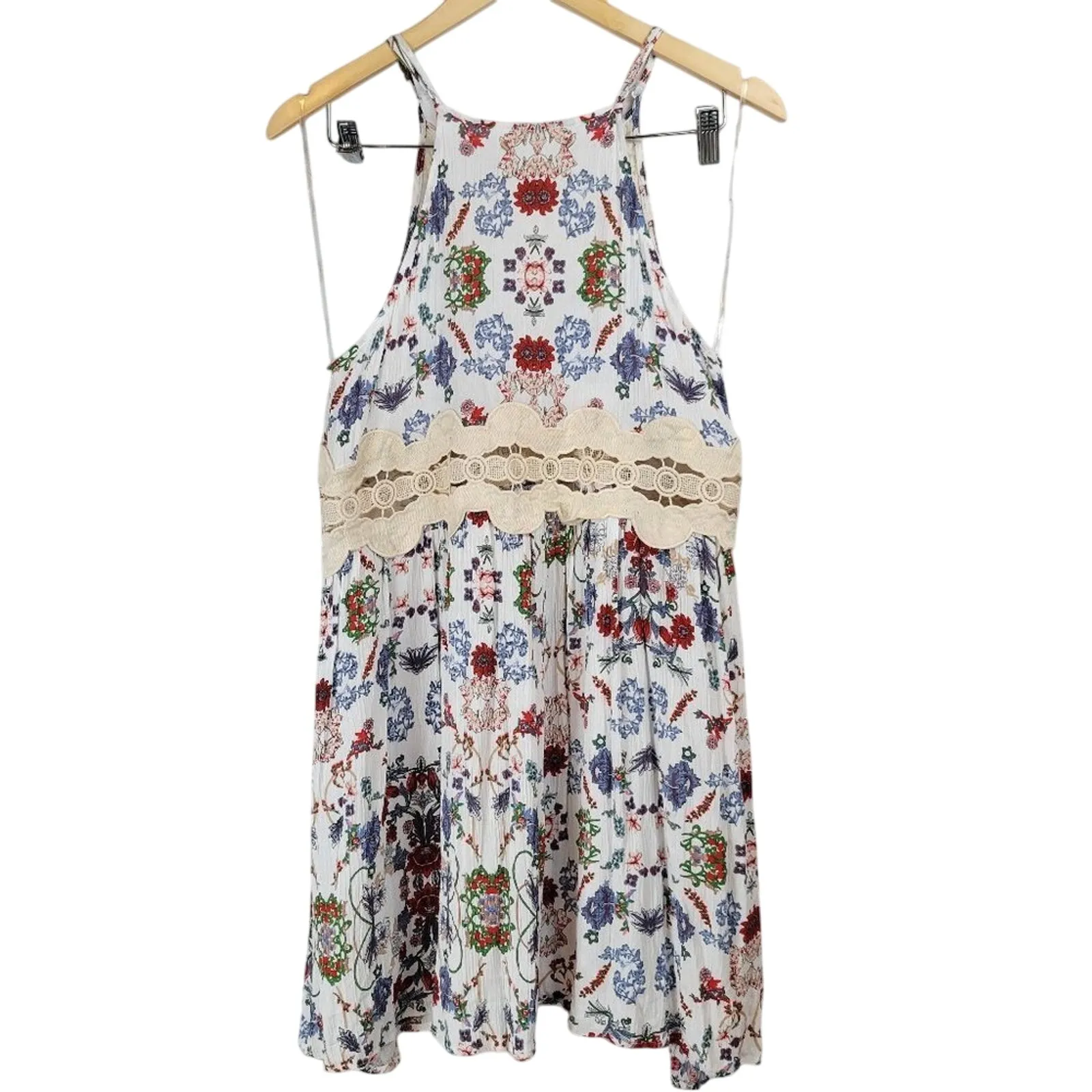 Umgee‎ USA Women's Size S White Floral Lace Halter Neck Mini Dress - Image 2