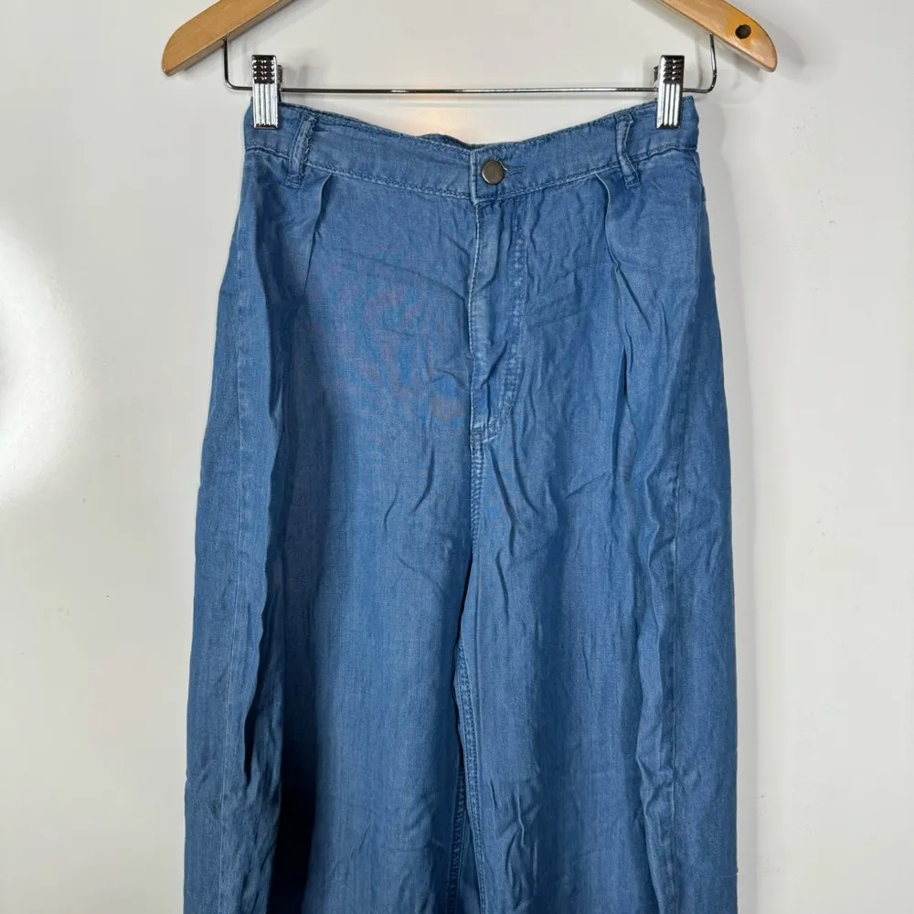 Restyld Chambray Wide Leg Jeans Size 0 Blue - Image 3