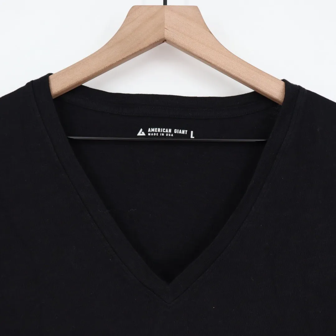 AMERICAN GIANT Womens Black V Neck T Shirt Size L Made in USA Cotton Basic Tee Size L - Image 4
