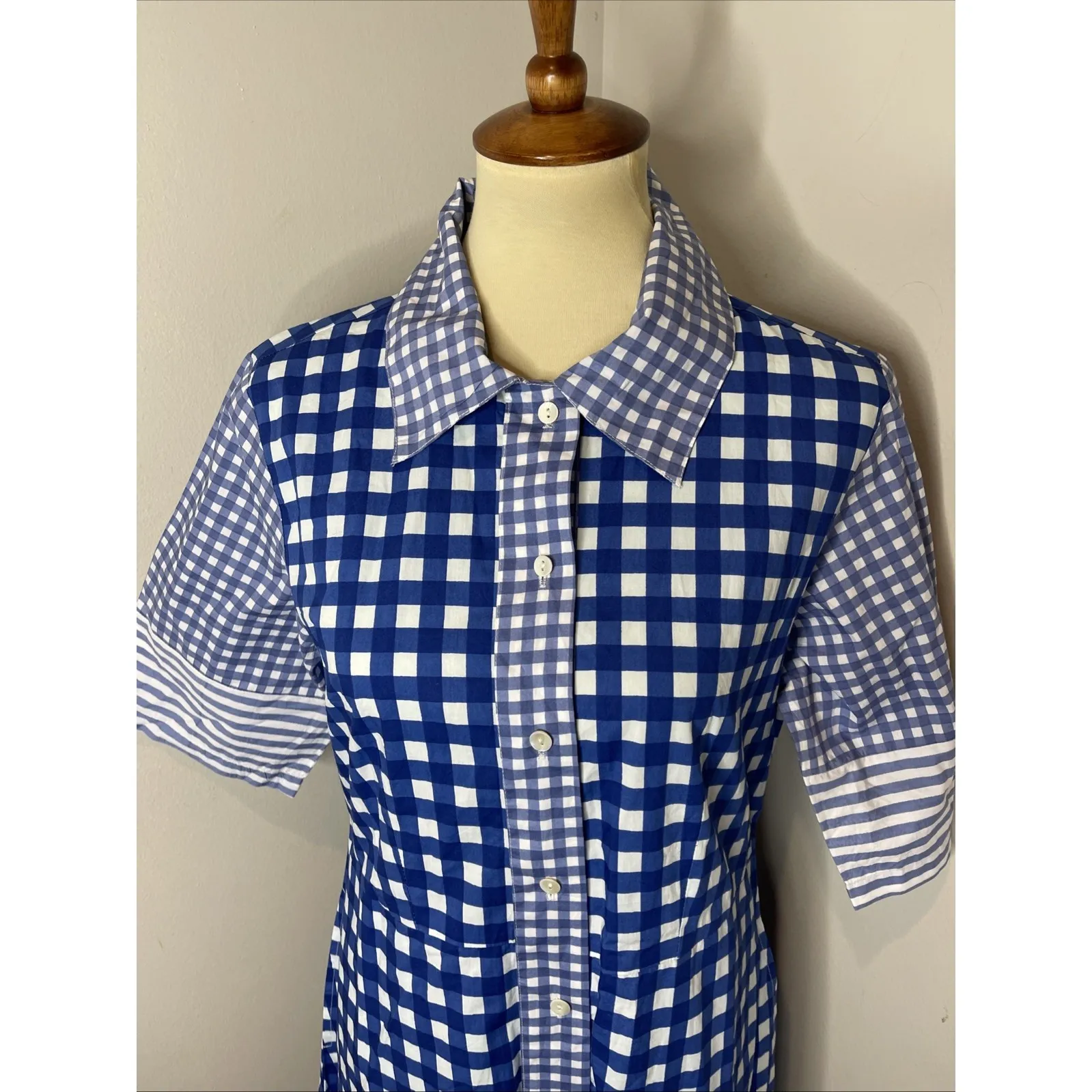 New Tuckernuck Oliphant Navy Gingham 3/4 Shirt Midi Dress Medium M‎ - Image 8