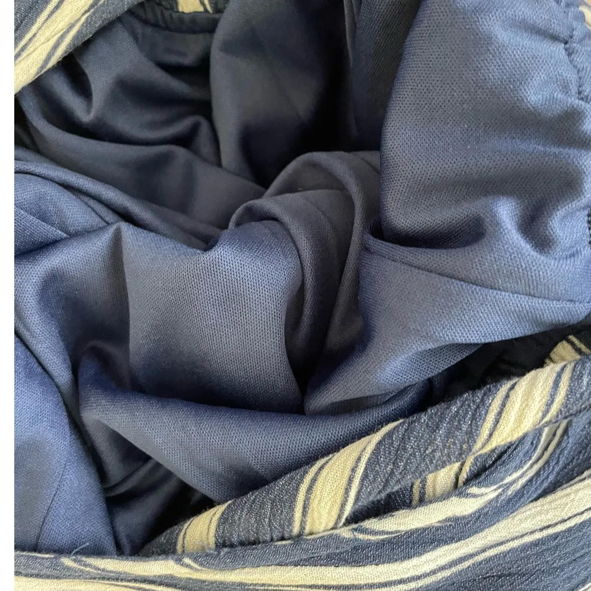 Doe & Rae Women‎ Belted Crop Jumpsuit M Blue Stripe Wide Leg Boho Festival Y2K - Image 11