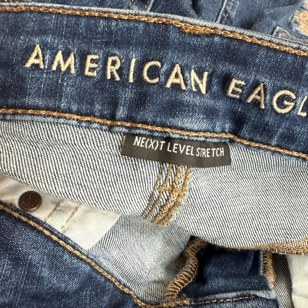 American Eagle 12 High Rise‎ Mini Jean Skirt Next Level Stretch Denim Western - Image 3