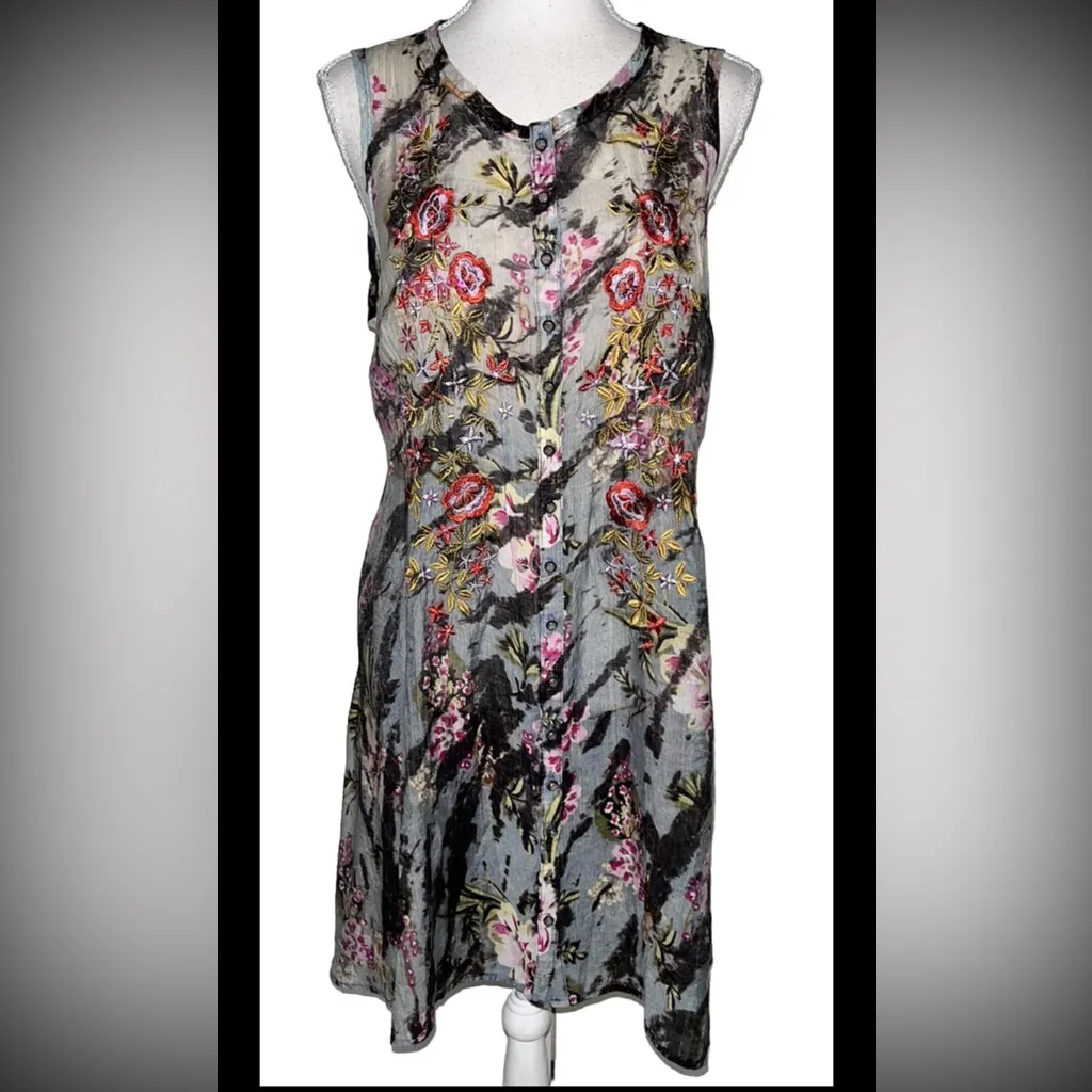 Aratta Silent Journey Aurora Tunic Dress Size Large Etherial Whimsigoth Boho Gray - Image 5