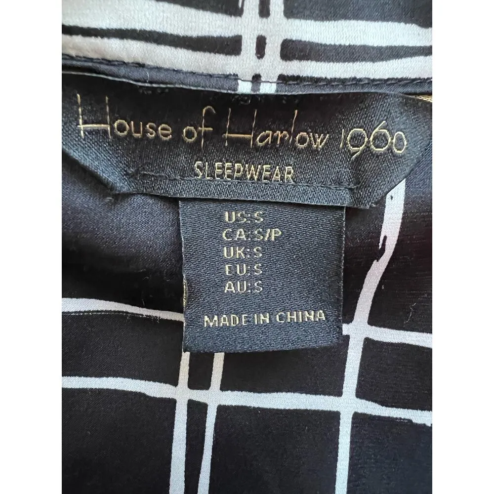 House of Harlow 1960 sleepwear black and white plaid button down top - Image 5