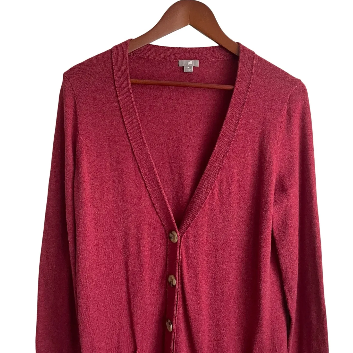 J Jill Women Cardigan Sweater M Red Grandpa Academia Y2K Retro Casual Preppy‎ - Image 7