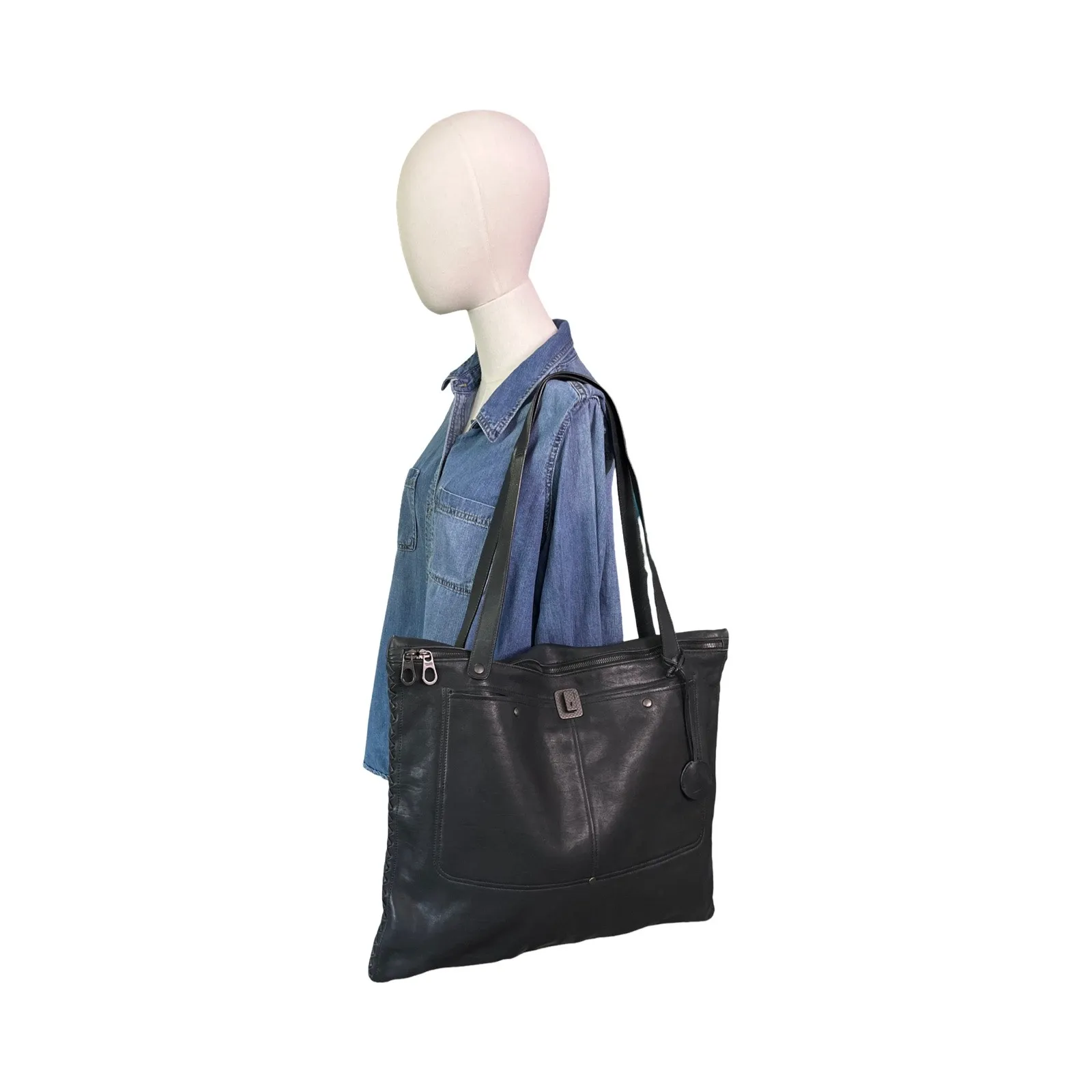 Bottega Veneta Black Leather Woven Intrecciato Tote Bag Made in Italy Minimalist - Image 16