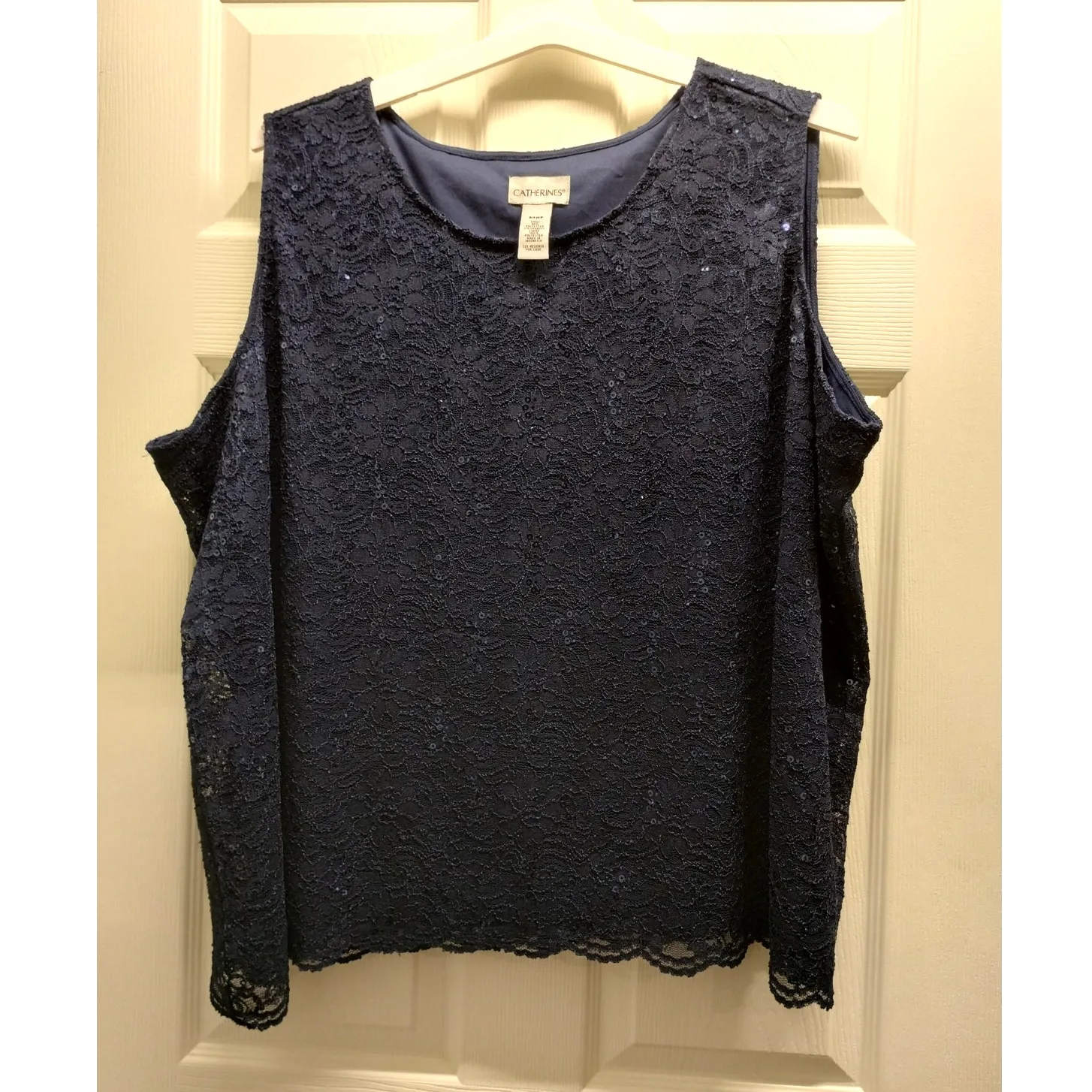 NWT Catherines Plus Size 34WP Navy Blue Sequin Lace Tank & Matching Cardigan Set - Image 3