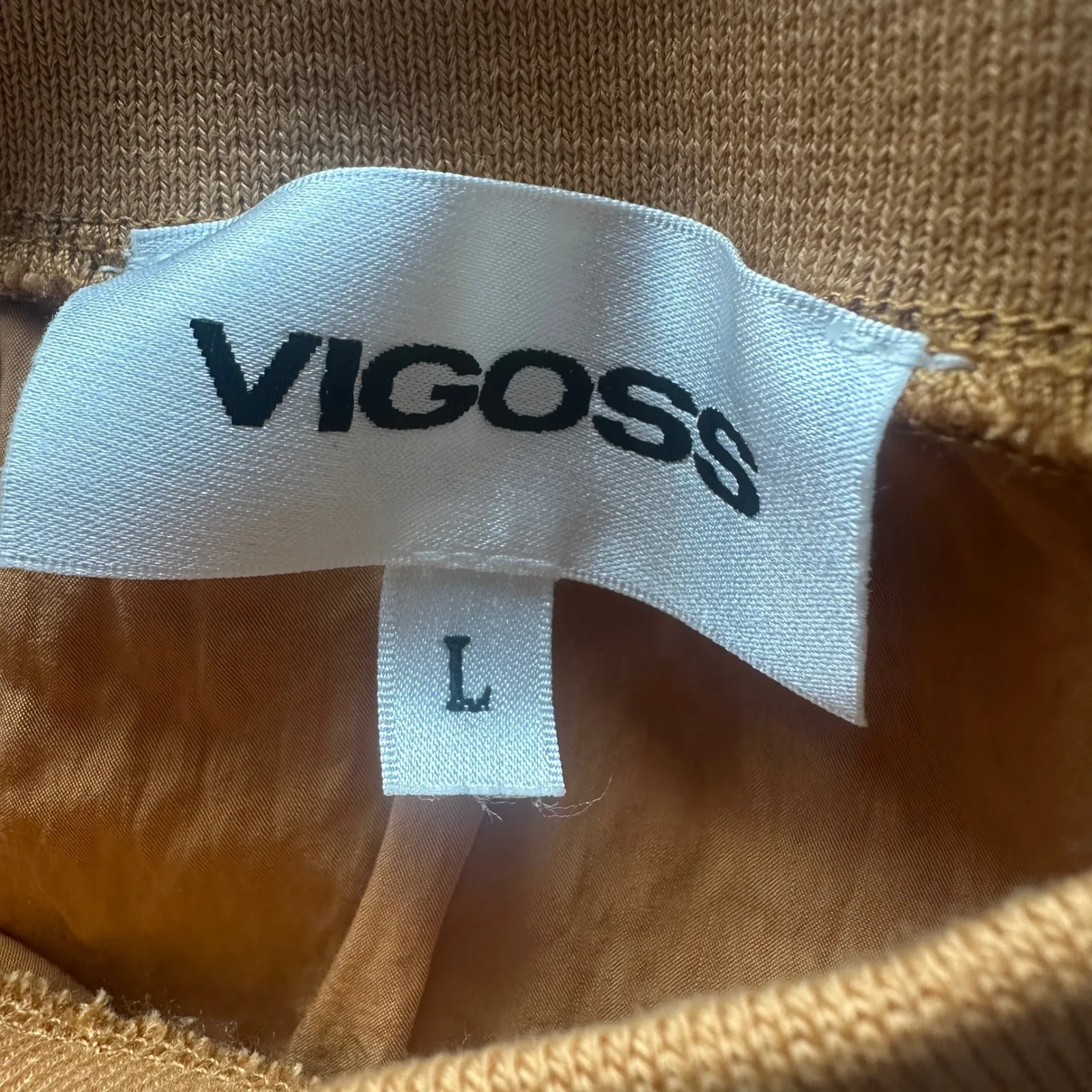 Vigoss Sleeveless Top Blouse L Womens Ochre Textured Mock Neck Crinkle Tank - Image 4