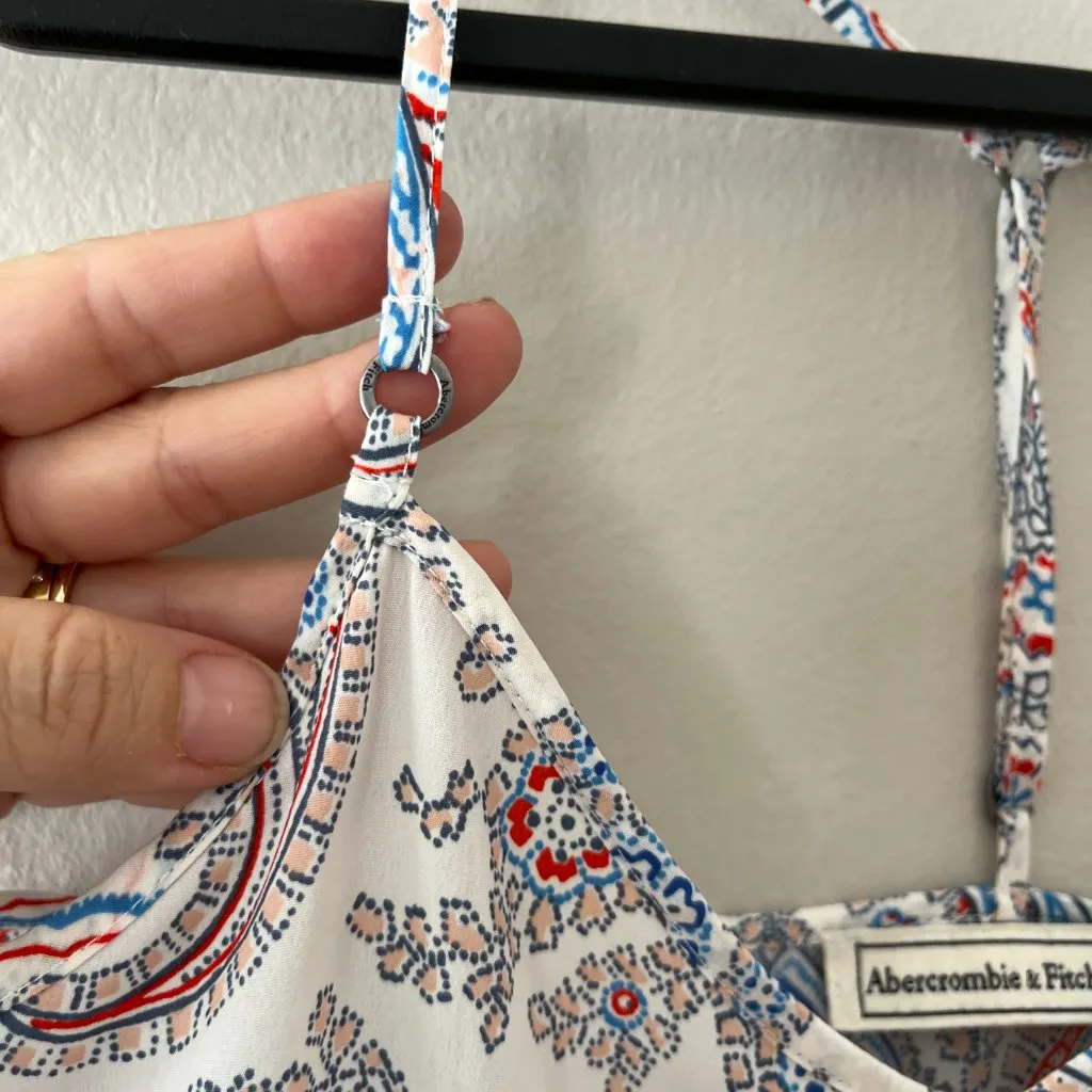 Abercrombie & Fitch Sz XS White Red Paisley Strap Peplum Tank Top - Image 4