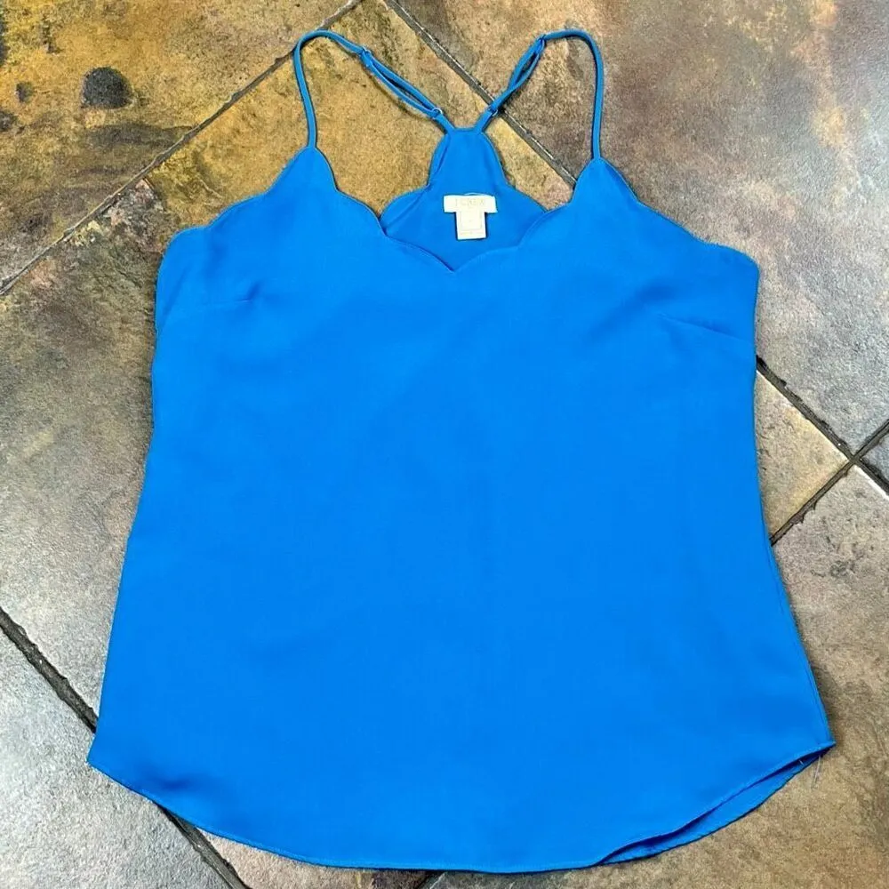 J.Crew Scalloped Cami Sleeveless Adjustable Blouse 2 Blue - Image 5