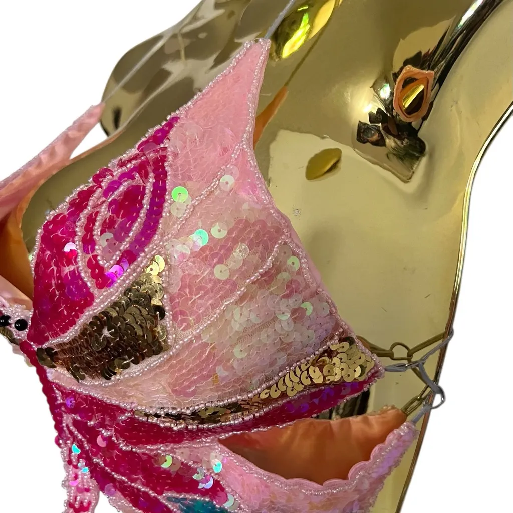 Sequin Y2K Butterfly Embellished S Bralette - Image 3