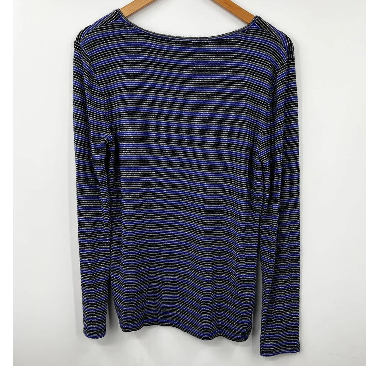 Talbots‎ Womens Pinstripe Pullover Sweater Stretch Long Sleeve Blue Black Size M - Image 5