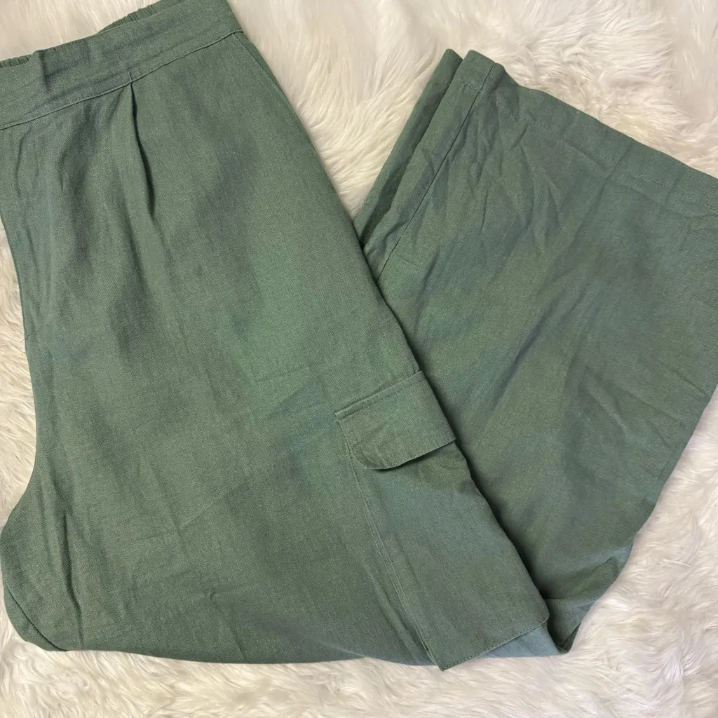 7 For All Mankind Green Wide-Leg Cargo Pants Size Medium - Image 3