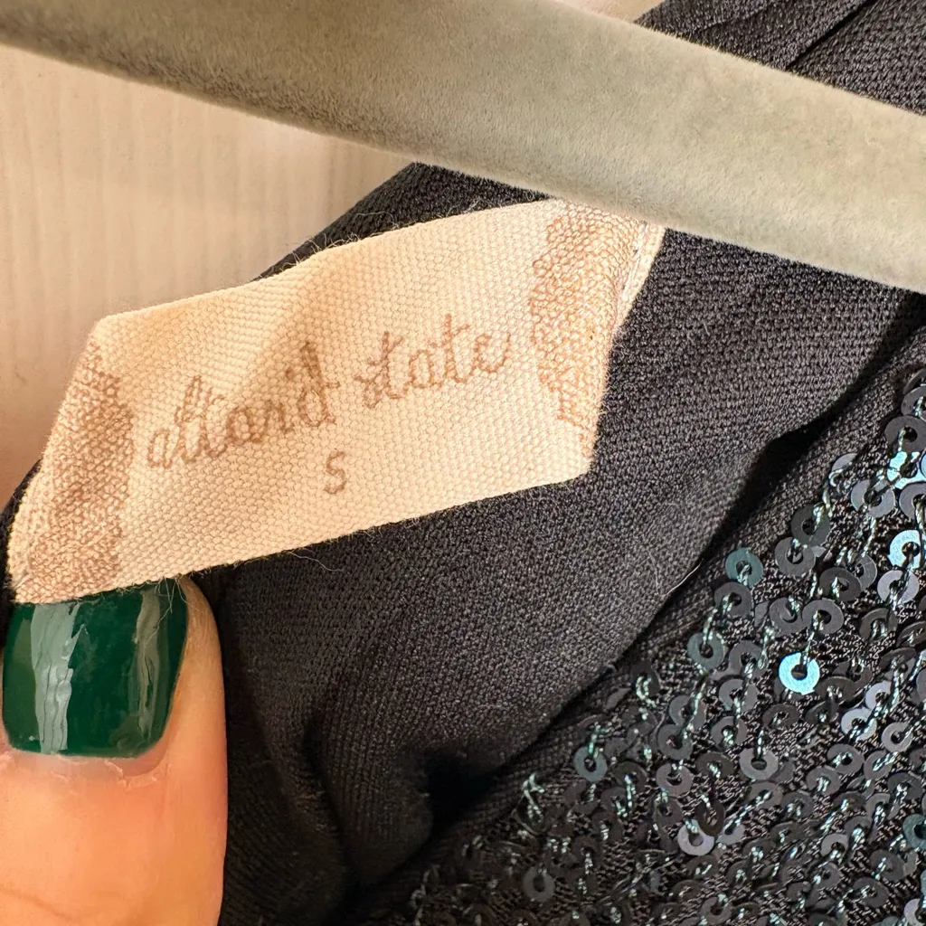 Altar’d State Dark Green Sequin Ruched V-Neck Mini Dress Formal Party S - Image 4