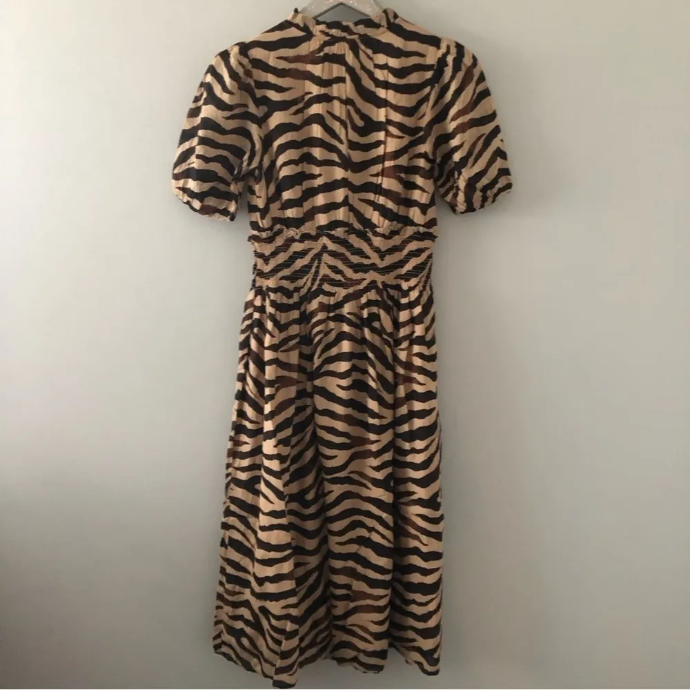 J. Crew Smocked Waist Cotton Voile Dress in Zebra Stripe Animal Print BK970 NEW - Image 5
