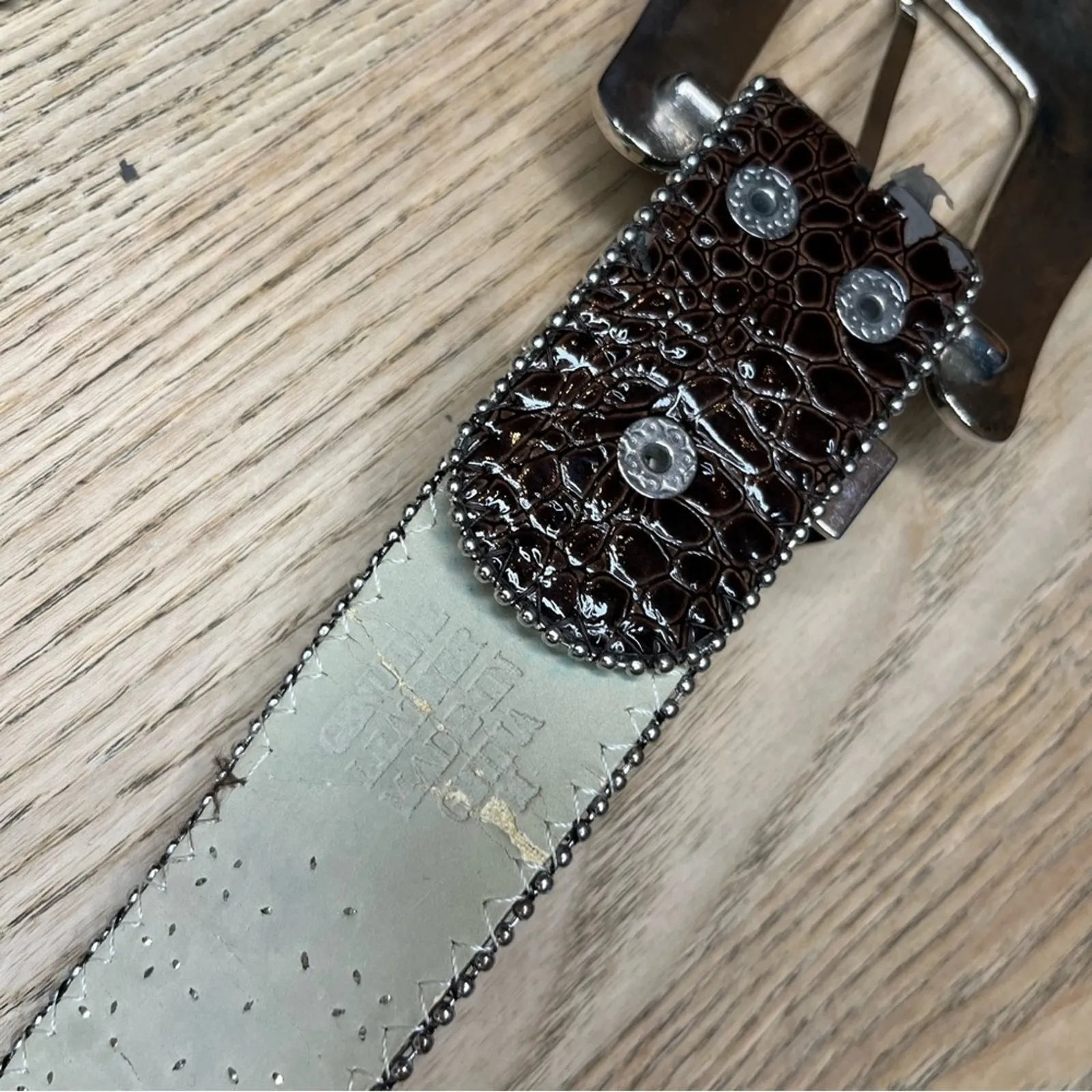 Western Rhinestone Cowgirl Diamond Studded Belt Embellished Buckle Dark Brown - Image 9