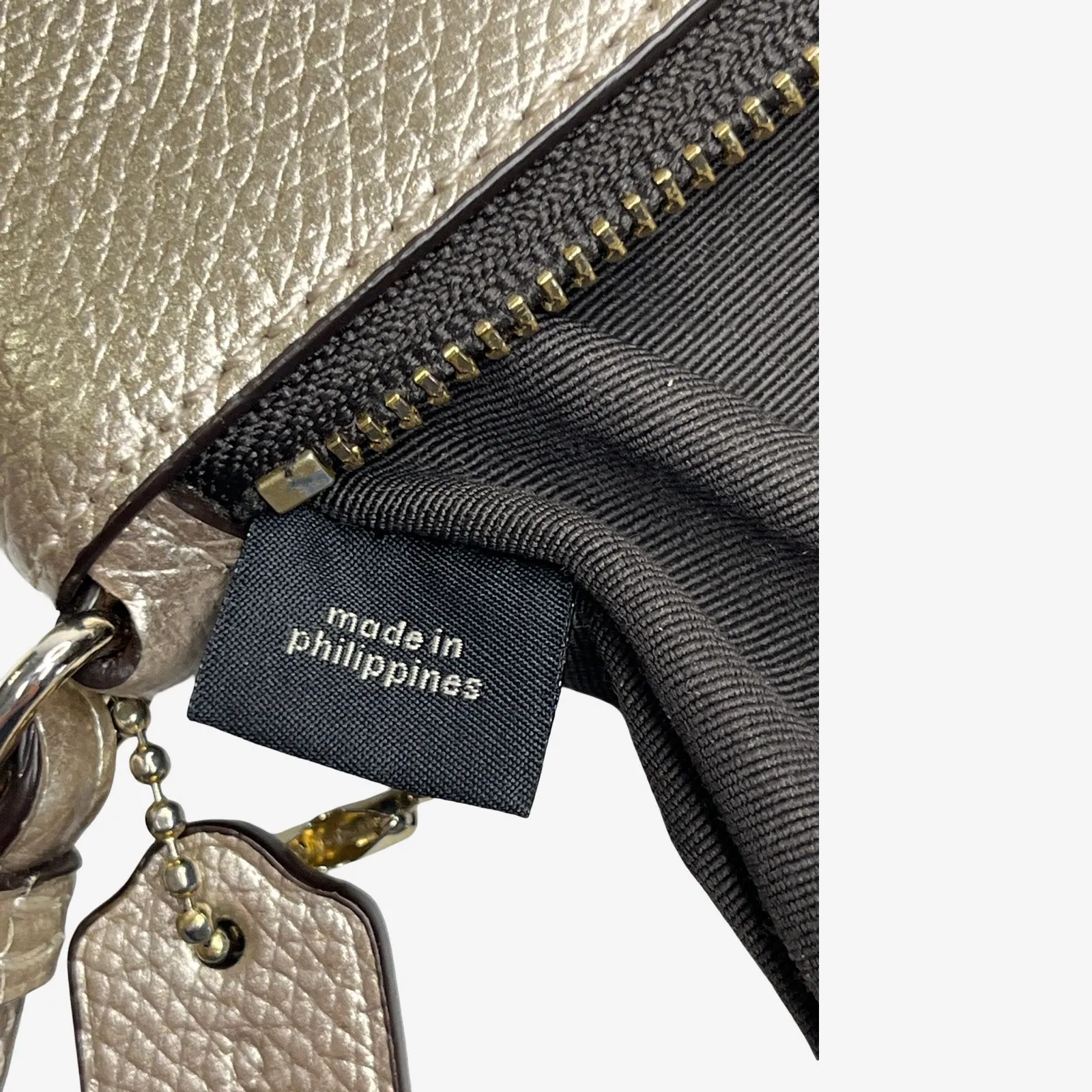 Coach Metallic Leather Large Corner Zip Wristlet Gold Pebbled Leather - Image 9