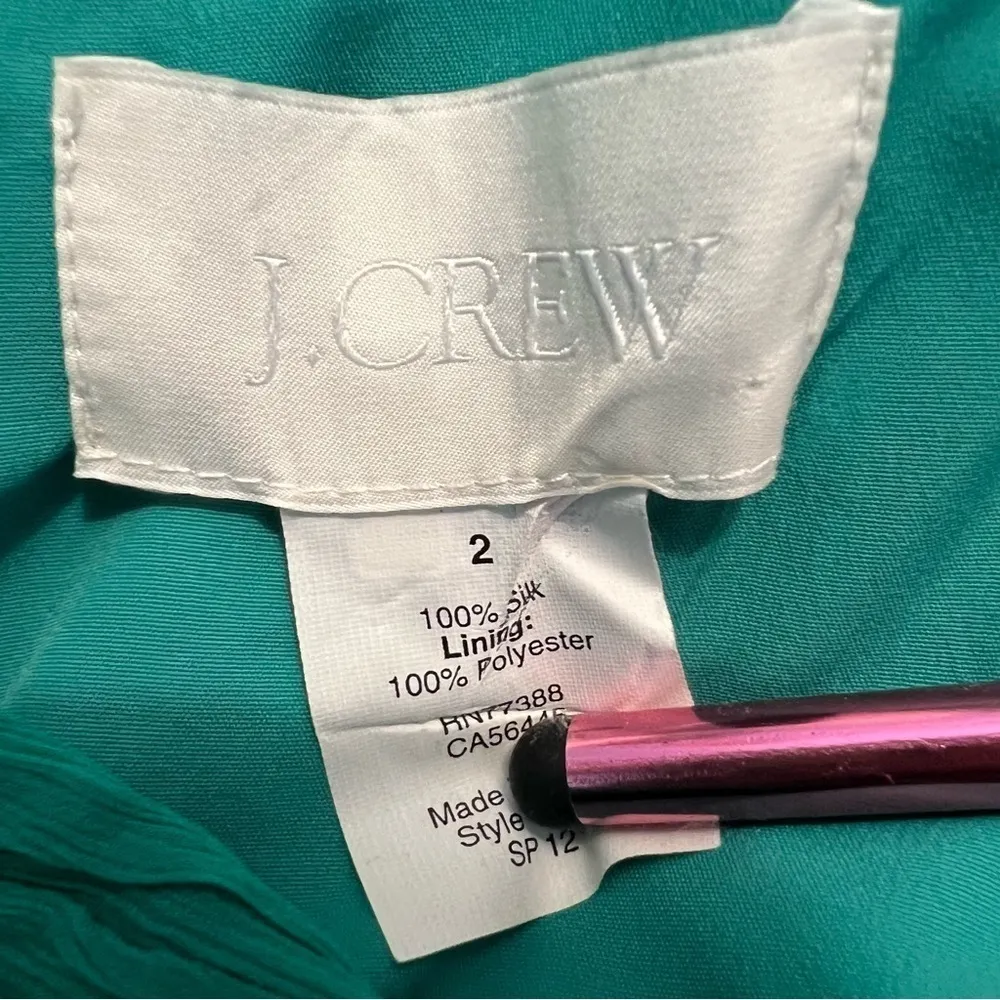 J. Crew Lucienne Dress 2 One Shoulder Green Silk Pleated Cocktail - Image 17