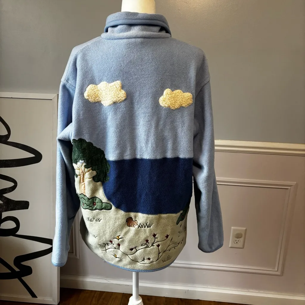 Vintage 90s Northern Reflections Fleece Beach Scene Jacket Sz M Coastal Grandma - Image 7