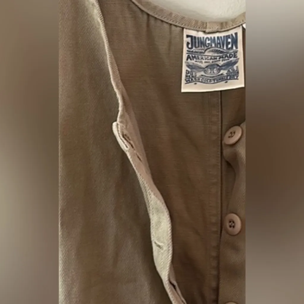 NWT JungMaven hemp canvas Button Front Jumpsuit XS Tan - Image 10