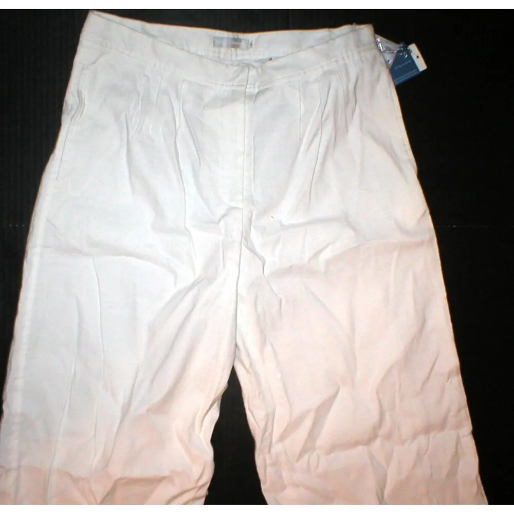 NWT $278 Badgley Mischka White Linen Lined Pants 6 30 X 33 Designer Beautiful Ne - Image 2