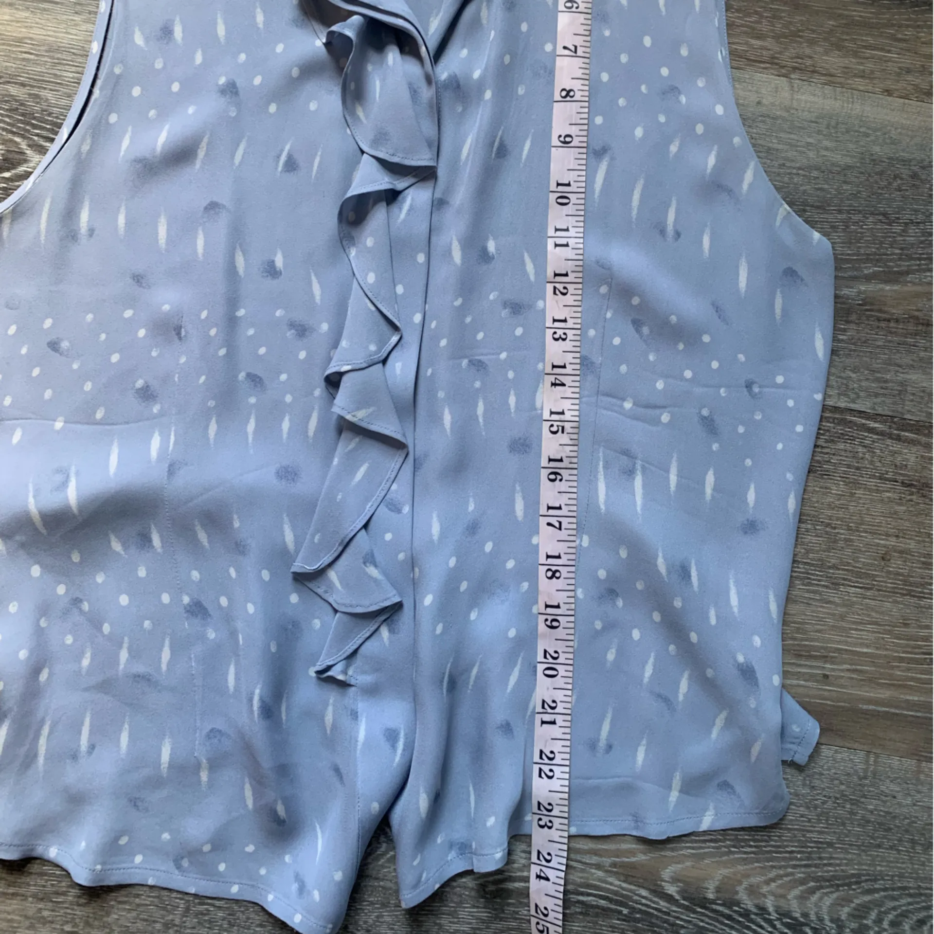 Caslon Blue Sleeveless Silk Ruffle Blouse L - Image 6