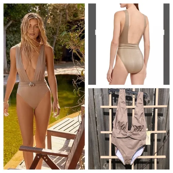 Gottex Sexy one piece metallic gold Shimmer Swimwear 12 - Image 2