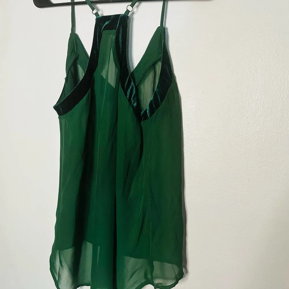Lily White Sheer Emerald Green Racerback V-Neck Straps Mesh Mini Dress Size M - Image 5