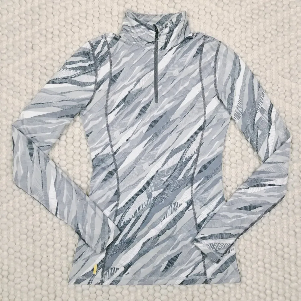 Lole Gray Print Quarter Zip Long Sleeve Shirt Sz Extra Small - Image 6