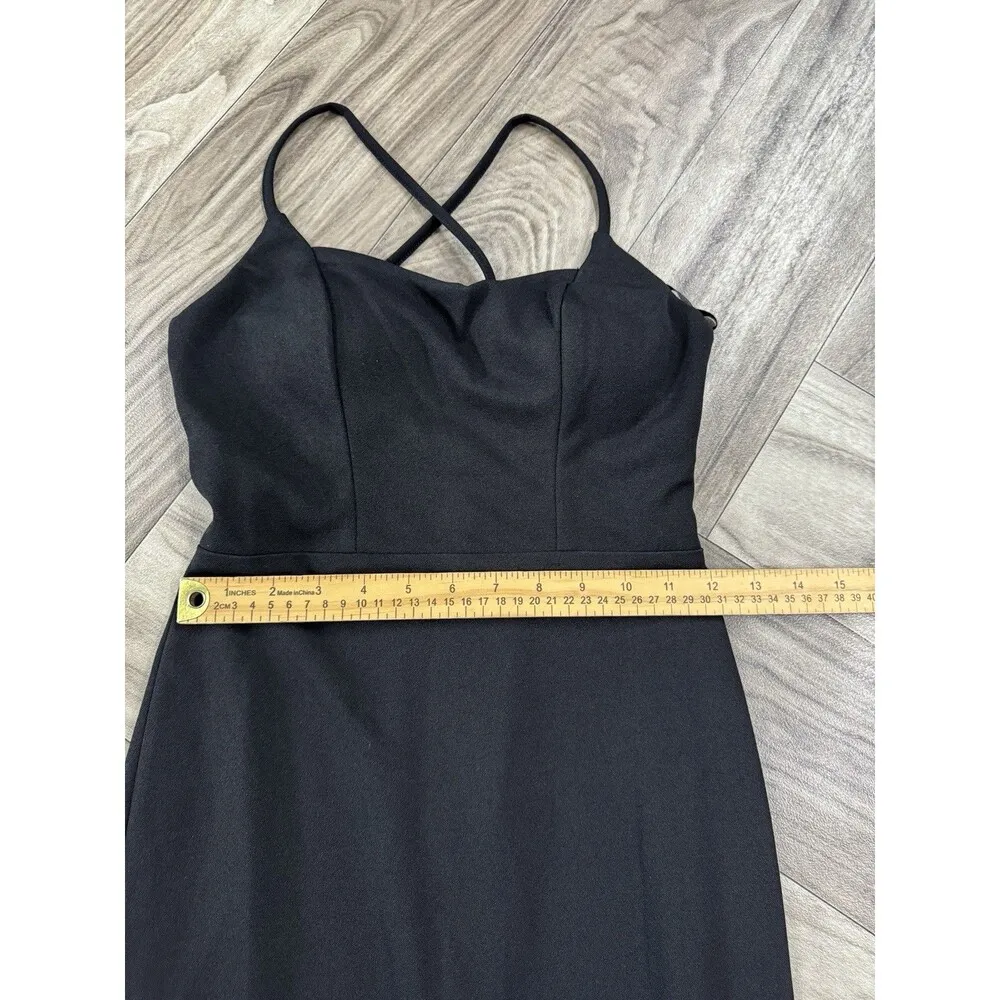 City Triangles Crepe Scoop Neck Sheath Dress with Crystal Fringe Size 0 Juniors Black - Image 7