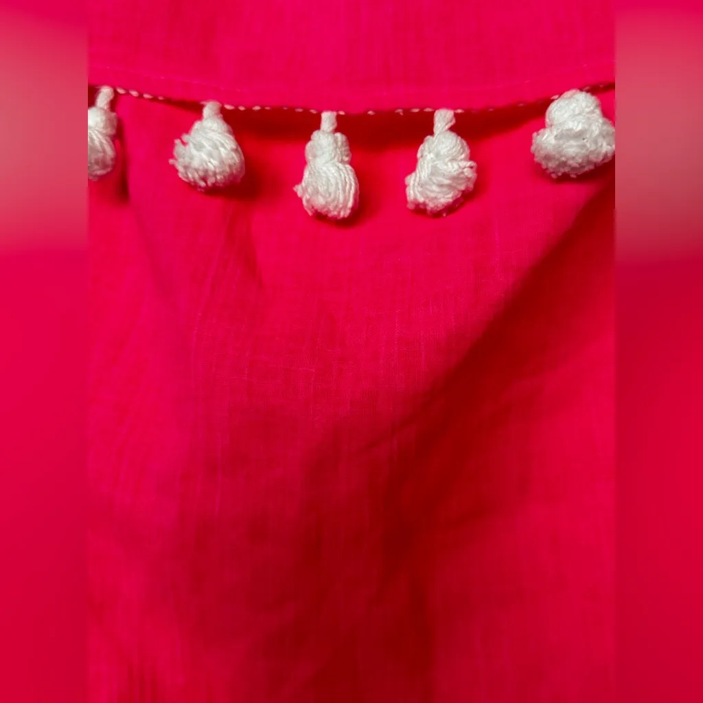 Sail to Sable 100% Cotton Pink Bohemian Dress with White Accents. - Image 6