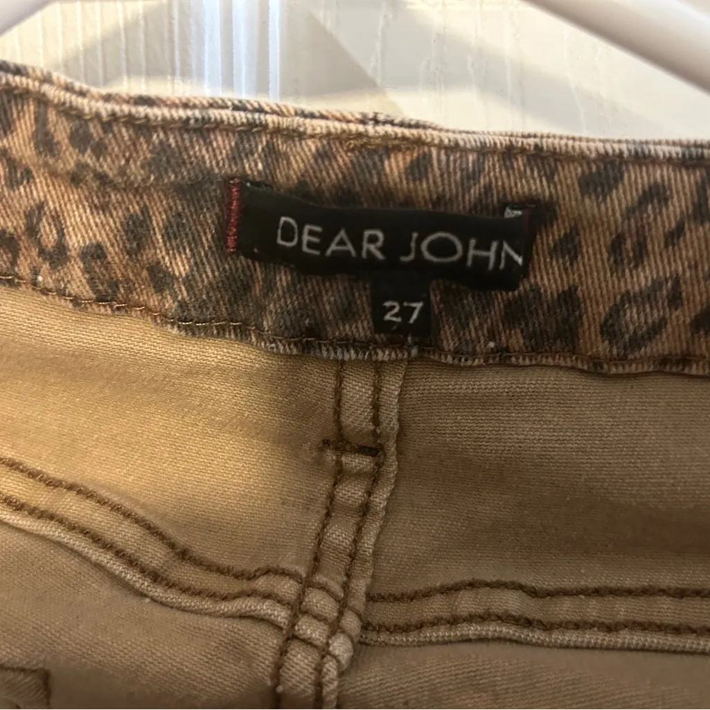 Dear John Leopard Trim Tan Jeans - Image 2