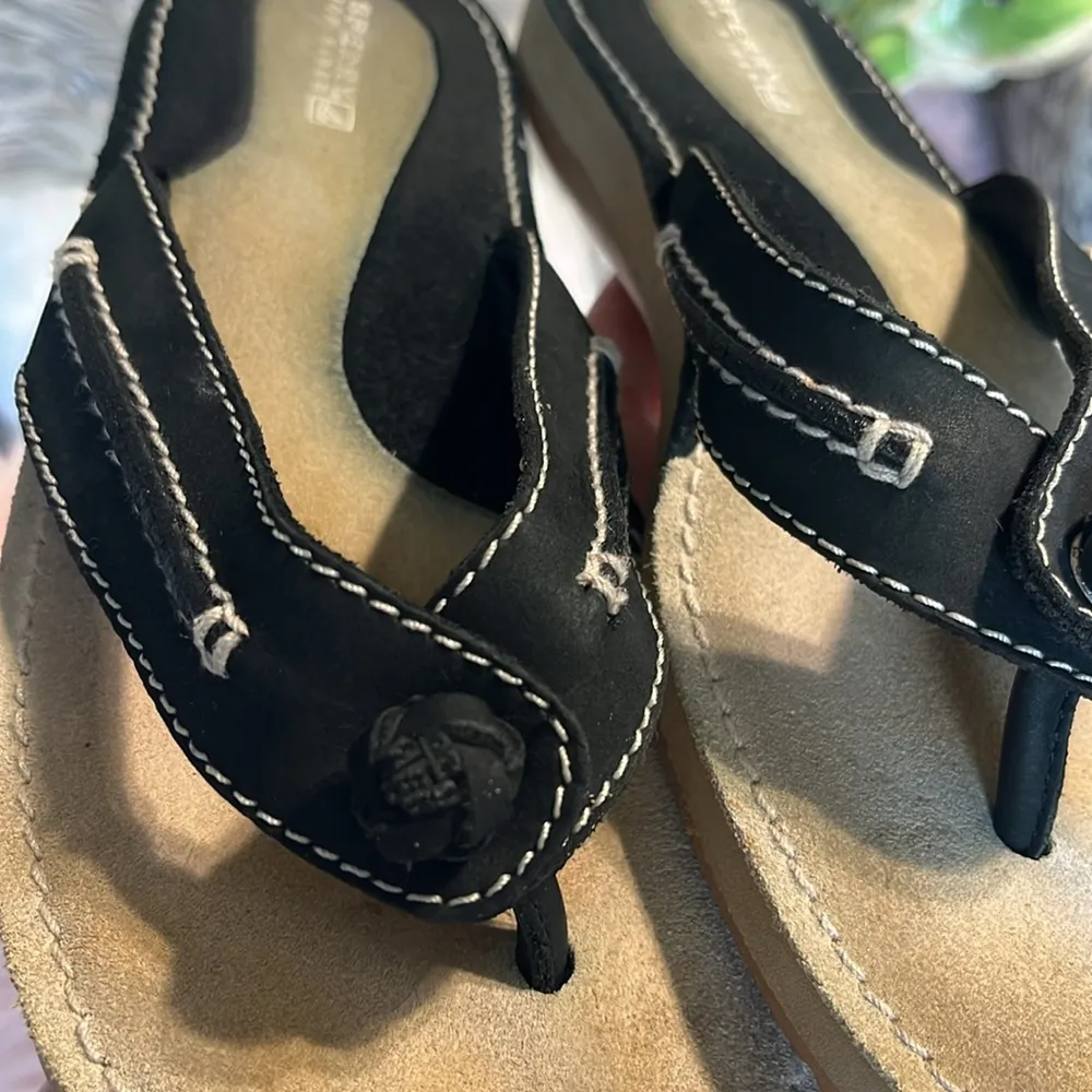 Sperry Black Leather Sandals - Image 2