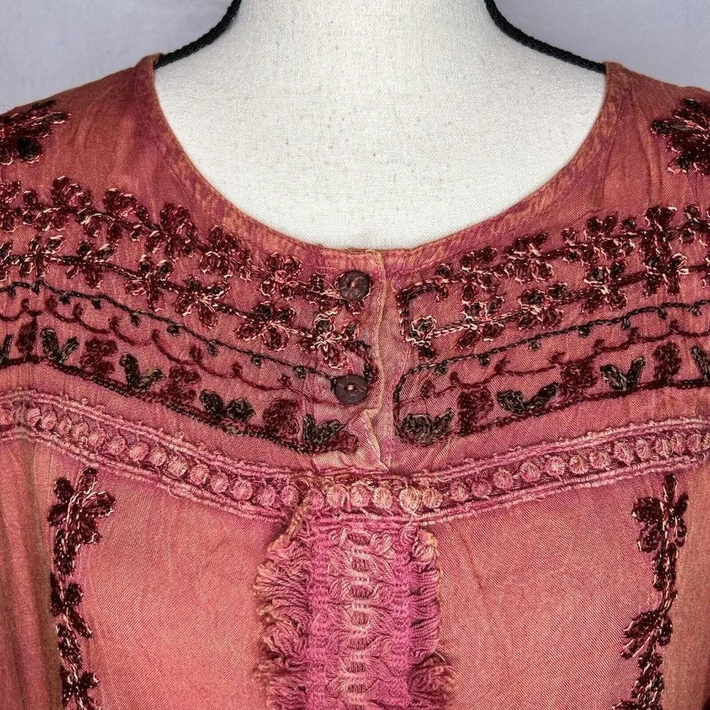 Ana-K Anandas Collection Long-Sleeve Embroidered Peasant Top Tunic Sz Large NWT - Image 3