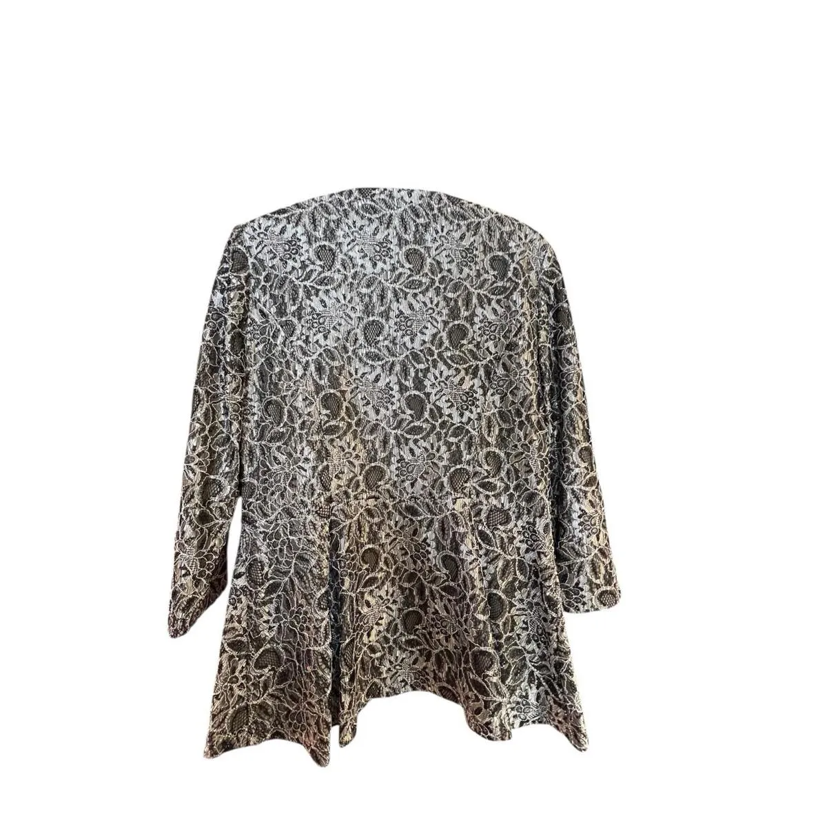 Alex Evenings Lace Jacket Metallic Sparkle Party Career Blazer Size M Regency - Image 3