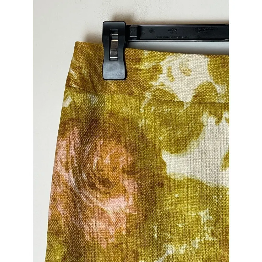 Talbots Julianne‎ Moore Era Ivory And Gold Floral Print Cotton Pencil Skirt 4P - Image 6