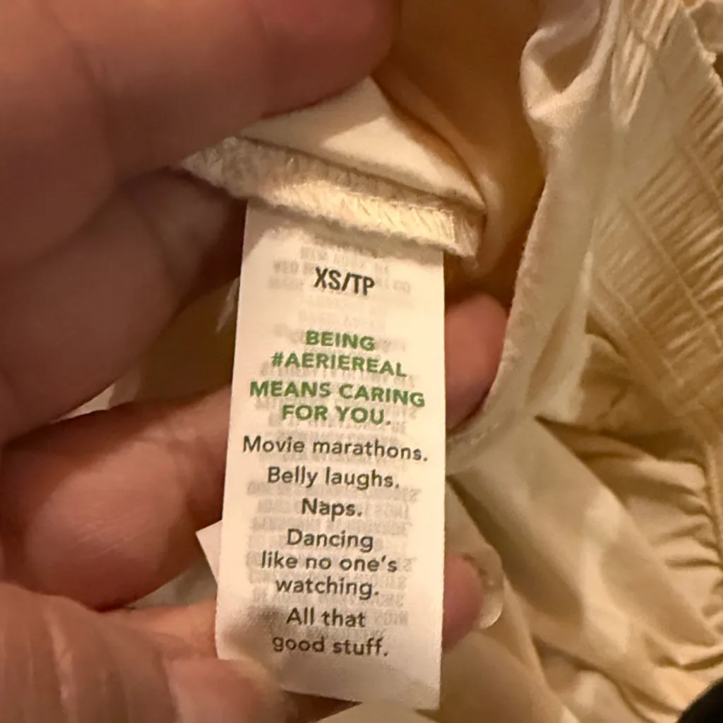 New Aerie High Waisted Go-For-It Baggy Cargo Pant  Cream Wide Leg Pants XS - Image 7