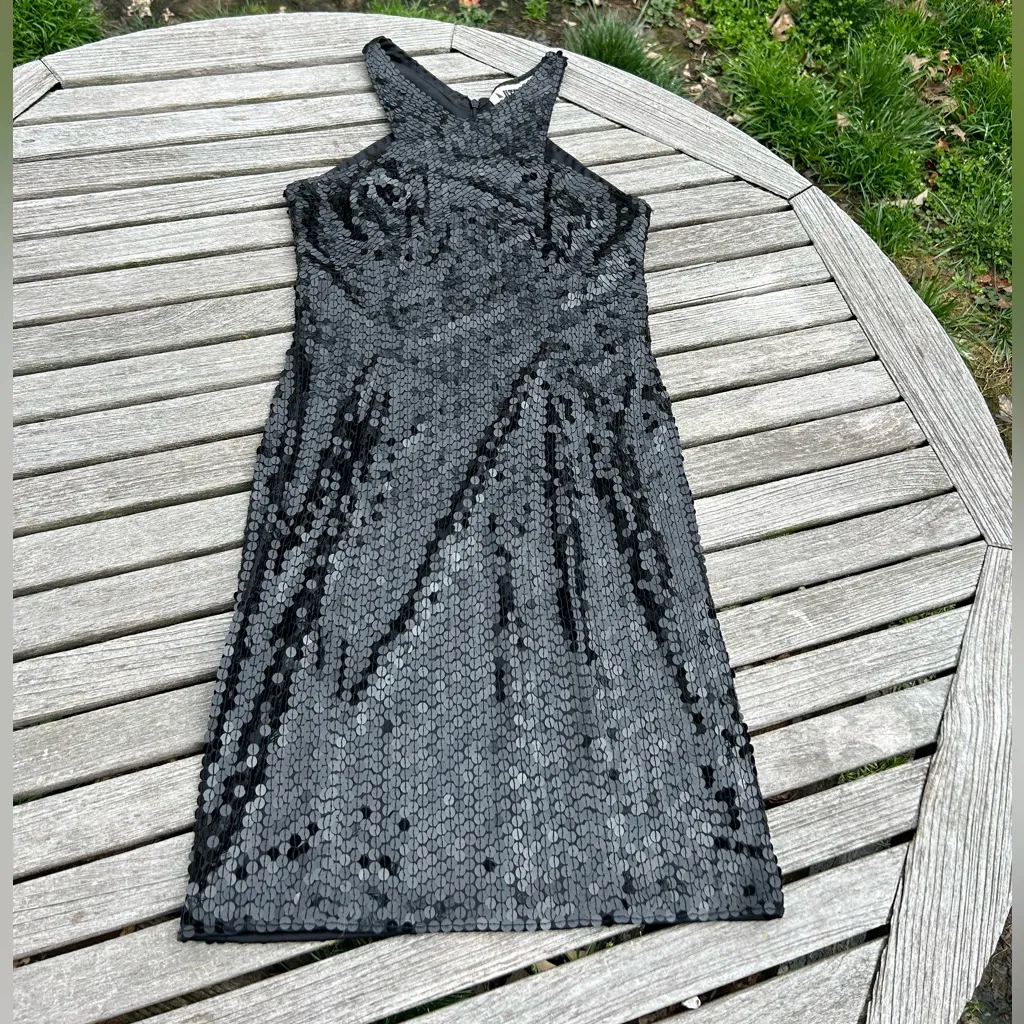 Vintage 90's Niteline Evening Dress Black Sequins Size‎ 8 Cocktail Dress Club - Image 2