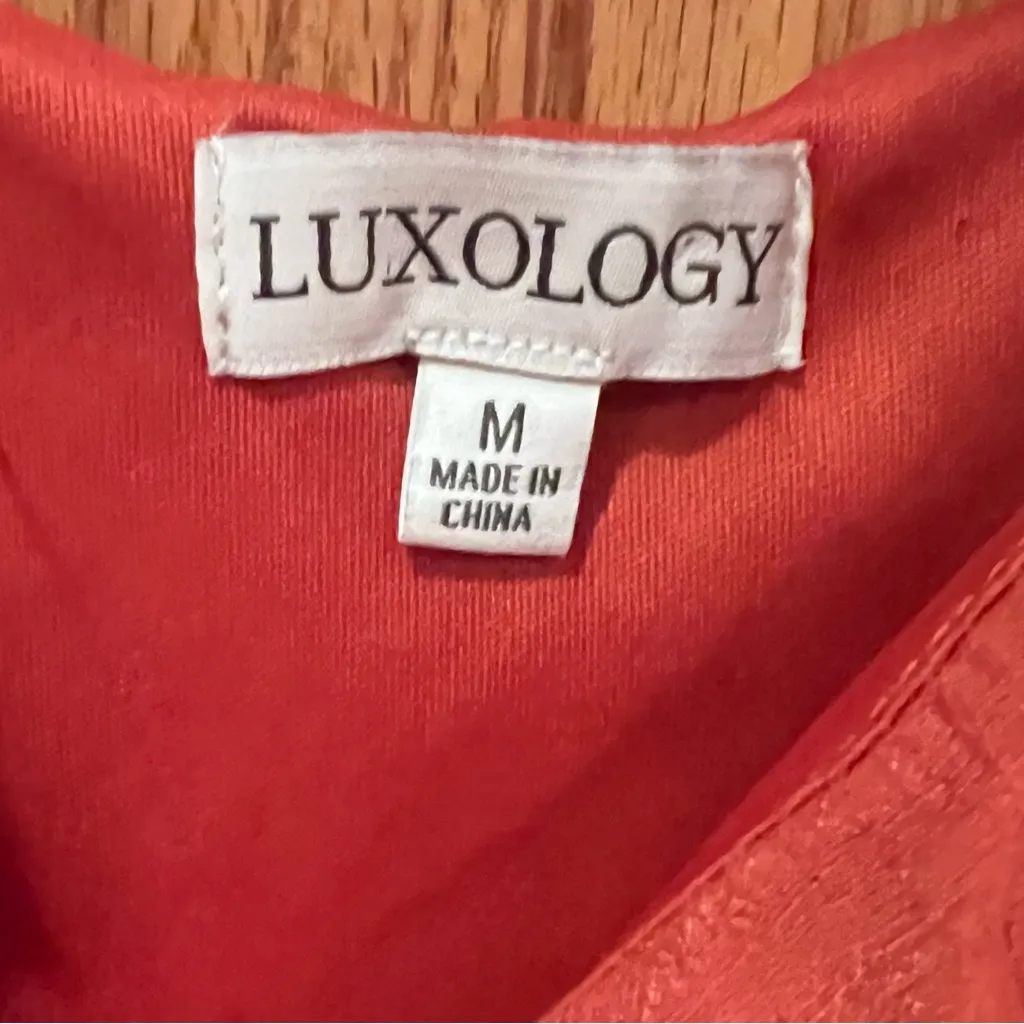 Luxology Sleeveless Ruffle Tie Waist High Low Hem Midi Dress Coral Size‎ Medium - Image 8