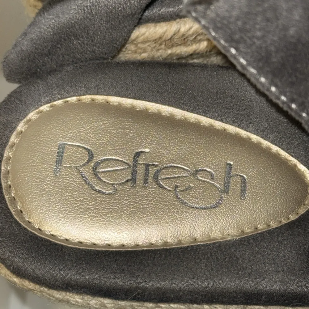 Refresh Bow Accent Emery Platform Wedge Espadrille Sandals Women’s 10 Gray - Image 4